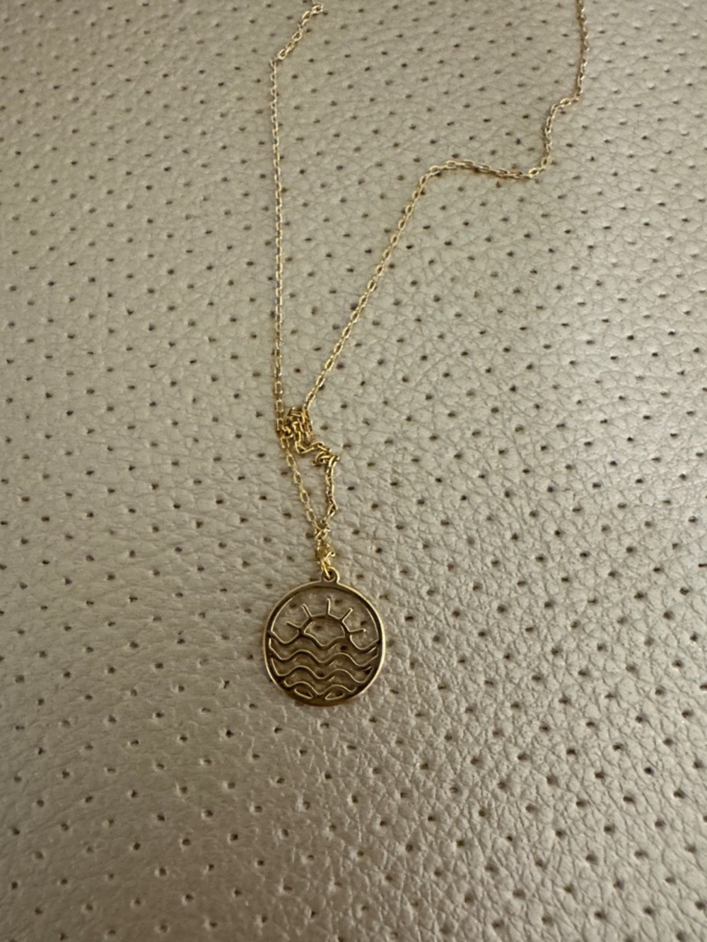 Gold Sun and Waves Pendant Necklace - Women Jewelry